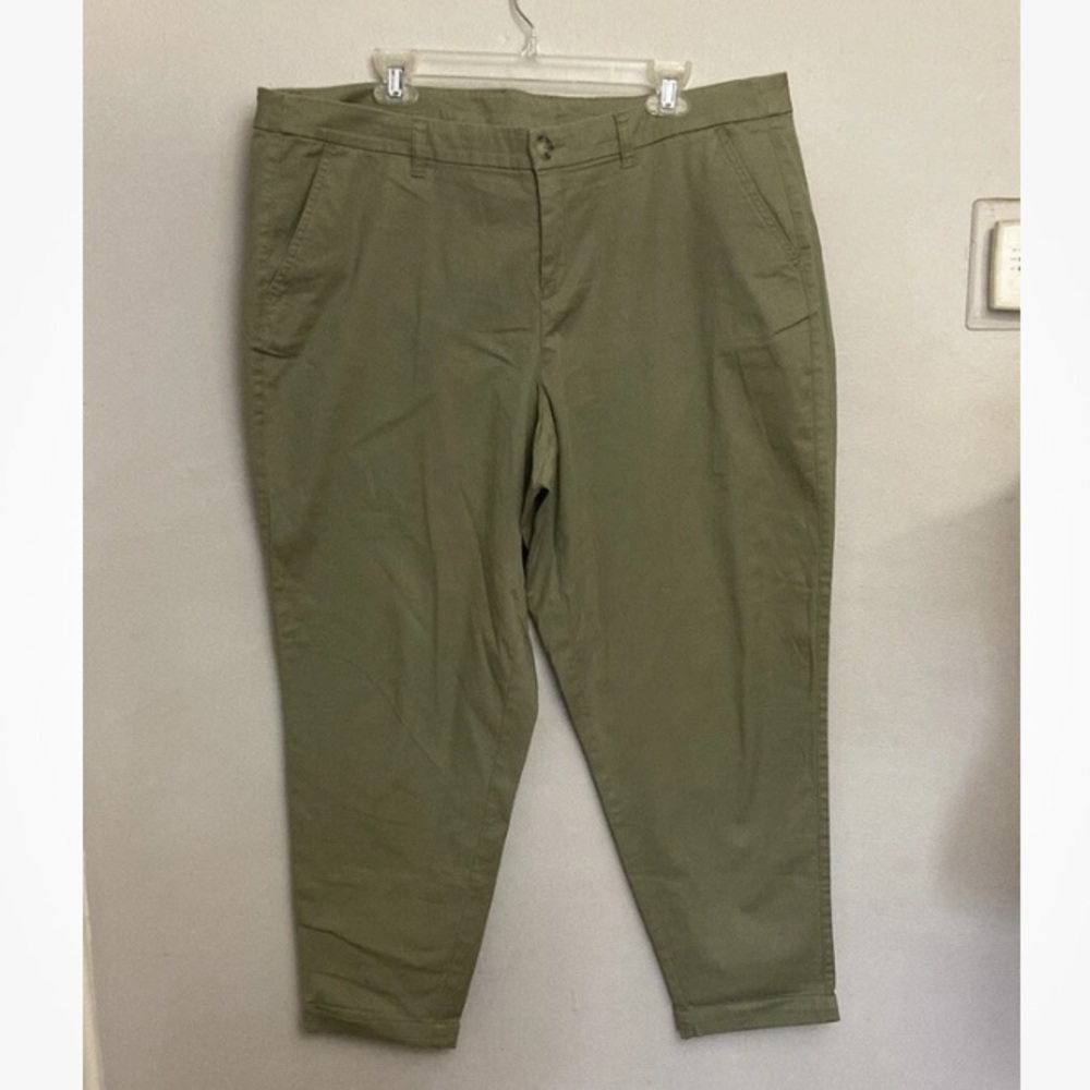 6-9 Lane Bryant Green pants Chino Stretch 20 Cotton Casual Ankle Outlet